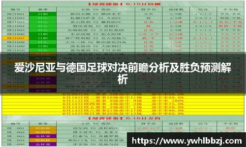 爱沙尼亚与德国足球对决前瞻分析及胜负预测解析